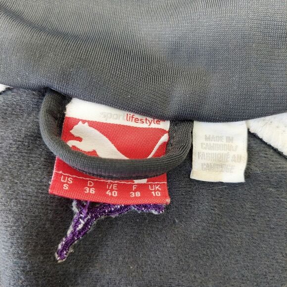 VTG 90s Y2K Puma Track Jacket Windbreaker Full Zip Gray White Purple 62200 Sz M - Picture 6 of 13